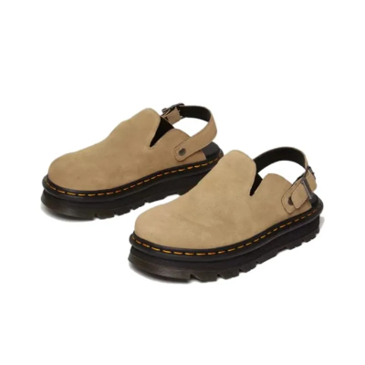 DR.MARTENS ZEBZAG SUEDE SLINGBACK PLATFORM MULE SAVANNAH TAN