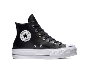 Converse platform nere pelle alte cheap
