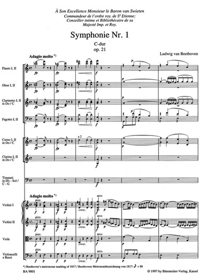 Beethoven Symphony №1 C-Dur, op.21: Full Score