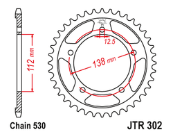 Звезда ведомая (44 зуб.) RK B6834-44 (Аналог: JTR302.44) для мотоциклов Honda