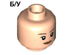 ! Б/У - Minifigure, Head Dual Sided Female Dark Brown Eyebrows, Black Eyelashes, Freckles, Nougat Lips, Neutral / Stern Pattern - Hollow Stud, Light Nougat (3626cpb1419 / 6124907) - Б/У