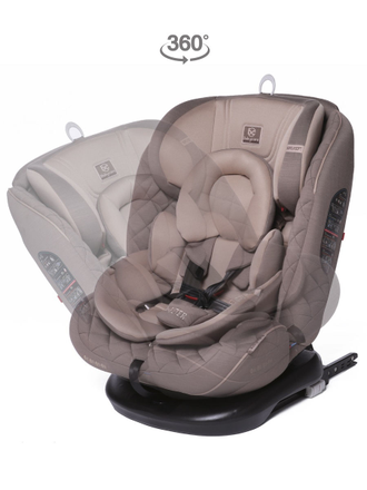 Автокресло Baby Care Shelter 0-36кг, IsoFix, поворотная база 360, Dark Beige / Beige