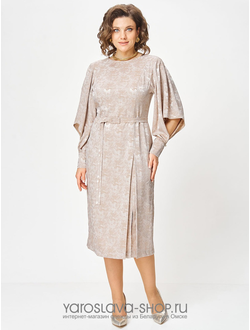 Модель:3144.Женское изящное платье полуприлегающего силуэта в бежевом цвете