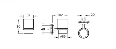 Подстаканник для зубных щеток, хром, Vitra Q-Line, A44993