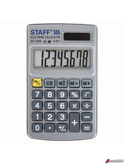 Калькулятор карманный металлический STAFF STF-1008 (103×62 мм), 8 разрядов, двойное питание. 250115