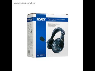 Наушники полноразмерные SVEN AP-860MV с микрофоном, черный, 2 x mini-jack 3.5 мм, 2 м