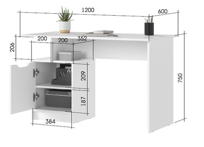 Руна СТ 01 Стол письменный Белый/Белый