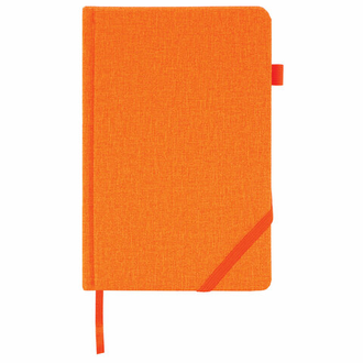 Ежедневник недатированный А5 (138x213 мм) BRAUBERG "Finest", 136 л., кожзам, резинка, оранжевый, 111873