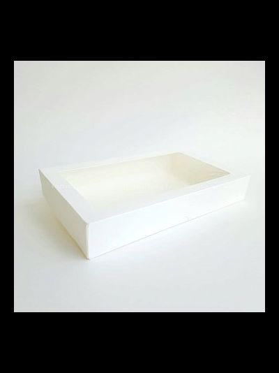 Коробка кондитерская с окном (белая), 260*150*40мм