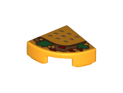 Tile, Round 1 x 1 Quarter with Taco Pattern, Bright Light Orange (25269pb004 / 6214460)