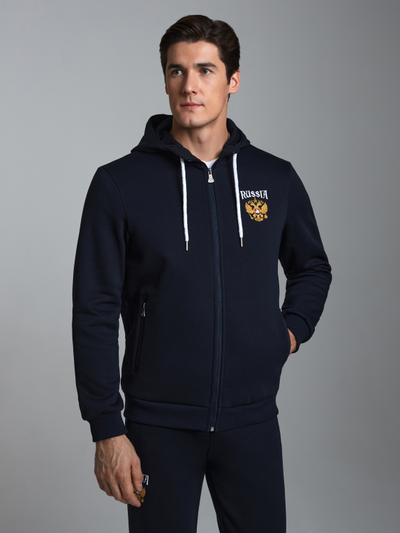 Теплый спортивный костюм мужской  12SKM-1028 (темно-синий)