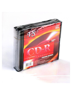 Носители информации CD-R, 52x, VS, Slim/5, VSCDRSL501