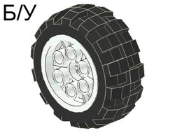 ! Б/У - Wheel 20 x 30 Balloon Medium, with Black Tire 20 x 30 Balloon Medium 6582 / 6581, White (6582c01) - Б/У