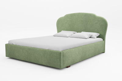 Кровать односпальная, двуспальная, MyCloud Донна с подъемным механизмом, бельевым ящиком, мягкое овальное изголовье