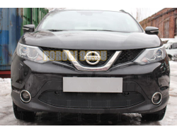 Защита радиатора Nissan Qashqai 2014-2019 black с парктроником PREMIUM