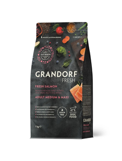 Grandorf Fresh сухой корм для собак средних и крупных пород с лососем и бататом, 1 кг