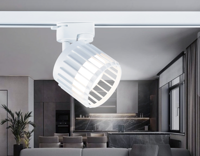 Трековый однофазный светильник со сменной лампой GL 5348 WH белый GX53 D100*80