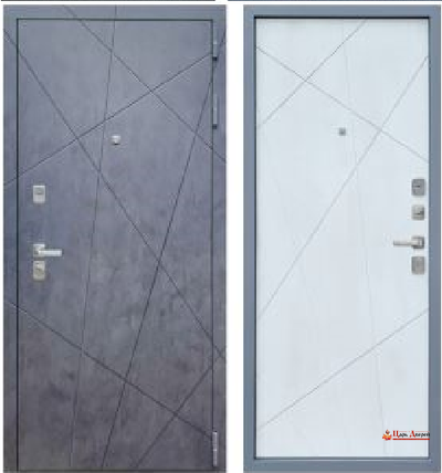 ВХОДНАЯ ДВЕРЬ ГЕО МДФ/МДФ Бетон антрацид/Бетон снежный