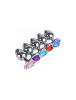 8015 Пробка анальная Сердце с кристаллом, хром,d 2,8 мм