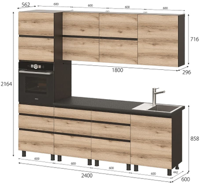 Угловая кухня Берген (2,6*2,0) модульная можно заказать по своим размерам