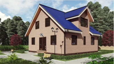 Двухэтажный каркасный дом с пятью спальнями 190м² (SK70)