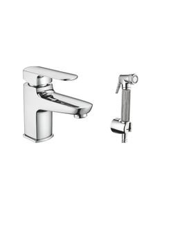 Смеситель для раковины однорычажный, с гигиеническим душем, Латунь, Хром, Accoona A9202