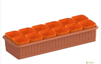 Рассадник на 12 стаканчиков зеленый/оранжевый