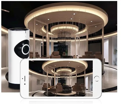 Панорамная WIFi видеокамера с углом обзора 180 на 110 градусов. Встроенный видеорегистратор и ночное видение.