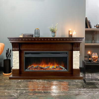 Линейный электрокамин Denver AO с очагом Vision 42 LOG LED