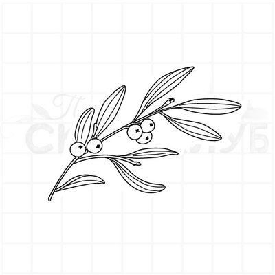 ФП штамп "Белая омела большая ветка"