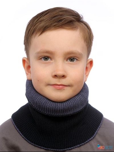 Шарф(снуд)  22-33 двойной,цвет темно-синий,джинс размер 2