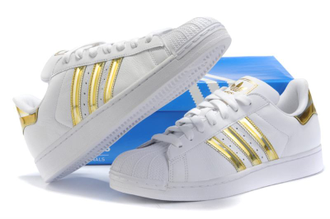 Adidas superstar белые с золотым, кожа (35-40) Арт. 006М