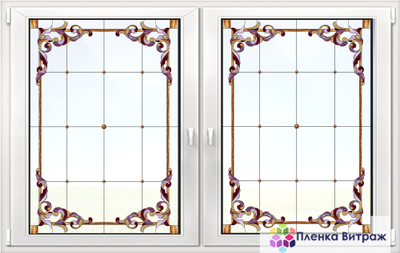 Витражная пленка, витражная пленка самоклеющаяся, пленочный витраж с классическим рисунком