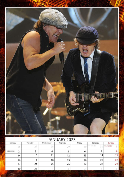 AC DC Календарь 2023 Иностранные перекидные календари 2023, Intpressshop