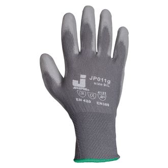 Перчатки защитные из полиэстера Jeta Safety, с полиуретановым покрытием, серые (размер xL) (1пара)