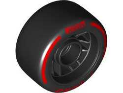Wheel 24 x 13.4 with Pin Hole with Molded Black Hard Rubber Tire and Printed Red PIRELLI, P ZERO and Arcs Pattern, Black (105162pb03 6538246)