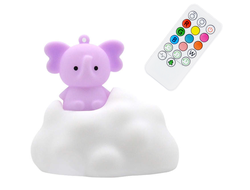 Ночник силиконовый СЛОНИК НА ОБЛАКЕ на аккумуляторе с  пультом (копия)