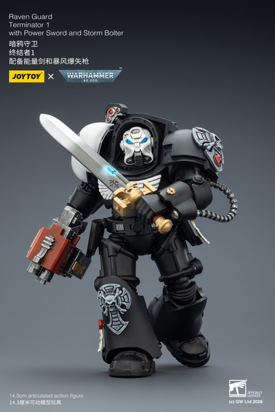 Терминатор Гвардии Ворона (Warhammer 40K) - КОЛЛЕКЦИОННАЯ ФИГУРКА 1/18 Raven Guard Terminator with Power Sword and Storm Bolter (JT03240) - JOYTOY