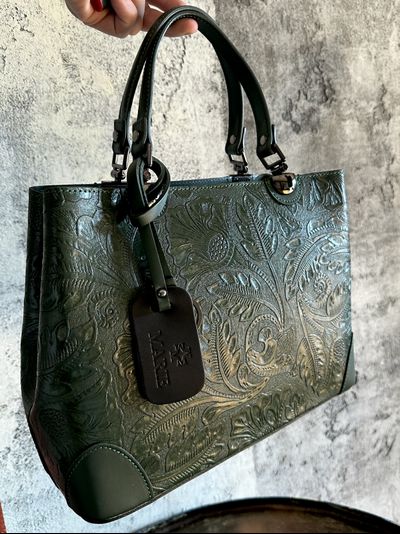 Женская форматная сумка из натуральной кожи, цвет зеленый, Vera Pelle. Арт.026809