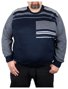 Джемпер - пуловер мужской большого размера 902-6873 (Размеры: 60-80) свитер мужской большого размера Цвет: тёмно-синий