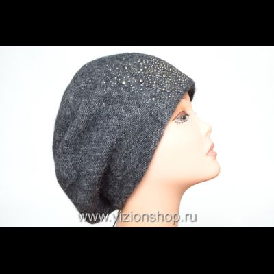 Вязаный модный берет 2019  Vizio Италия 6110 антрацит