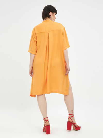 Платье-рубашка для полных женщин, цвет - папайя, черный