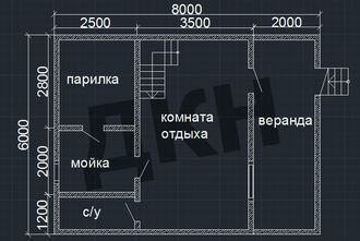 Баня 6 на 6 с верандой 2*6 и мансардным этажом