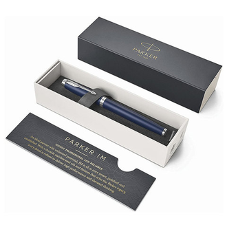 Ручка подарочная перьевая PARKER "IM Core Matte Blue CT", темно-синий матовый лак, хромированные детали, синяя, 1931647