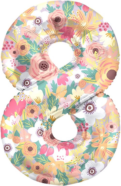 Шар 34"/86 см Цифра 8, Цветы