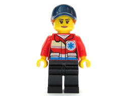 Ski Patrol Member - Female, Red Jacket, Dark Blue Cap, Ponytail, n/a (cty1083)