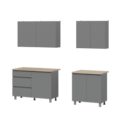 Кухонный гарнитур SV Денвер 2,0м рафит серый/Тростник Сонома, Габариты по верху Ш2000хВ716хГ296 мм Габариты по низу Ш2000хВ820хГ442 мм