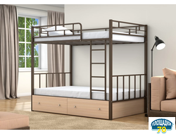Двухъярусная кровать Валенсия 120 Коричневый ящики дуб молочный