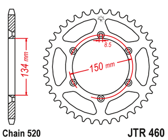 Звезда ведомая (51 зуб.) RK B4454-51 (Аналог: JTR460.51) для мотоциклов Kawasaki