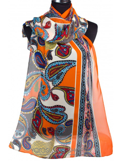 20179-9.Шифоновый шарф с абстрактным принтом мультиколор.